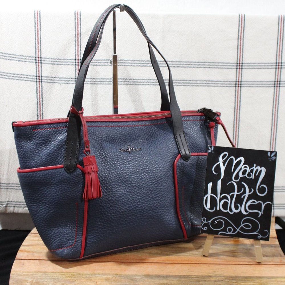 Cole Haan Navy and Red Pebbled Leahter Purse